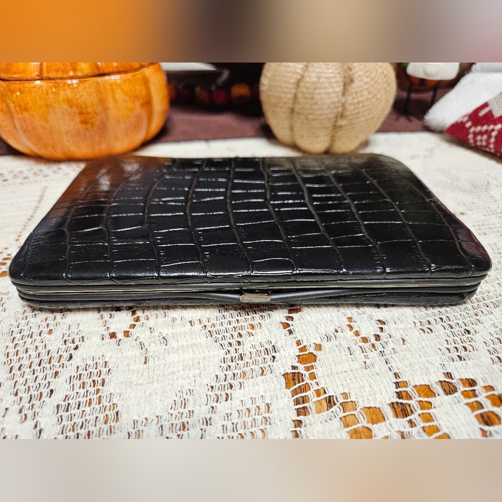 Bingham Croco flat wallet. Black NWT